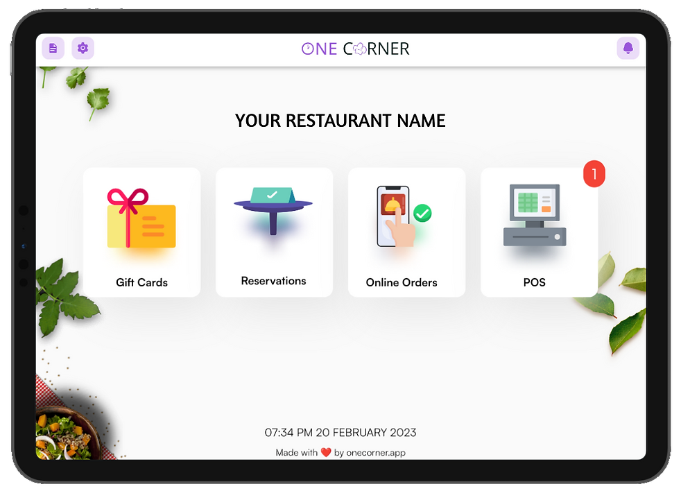 One Corner POS running on an iPad
